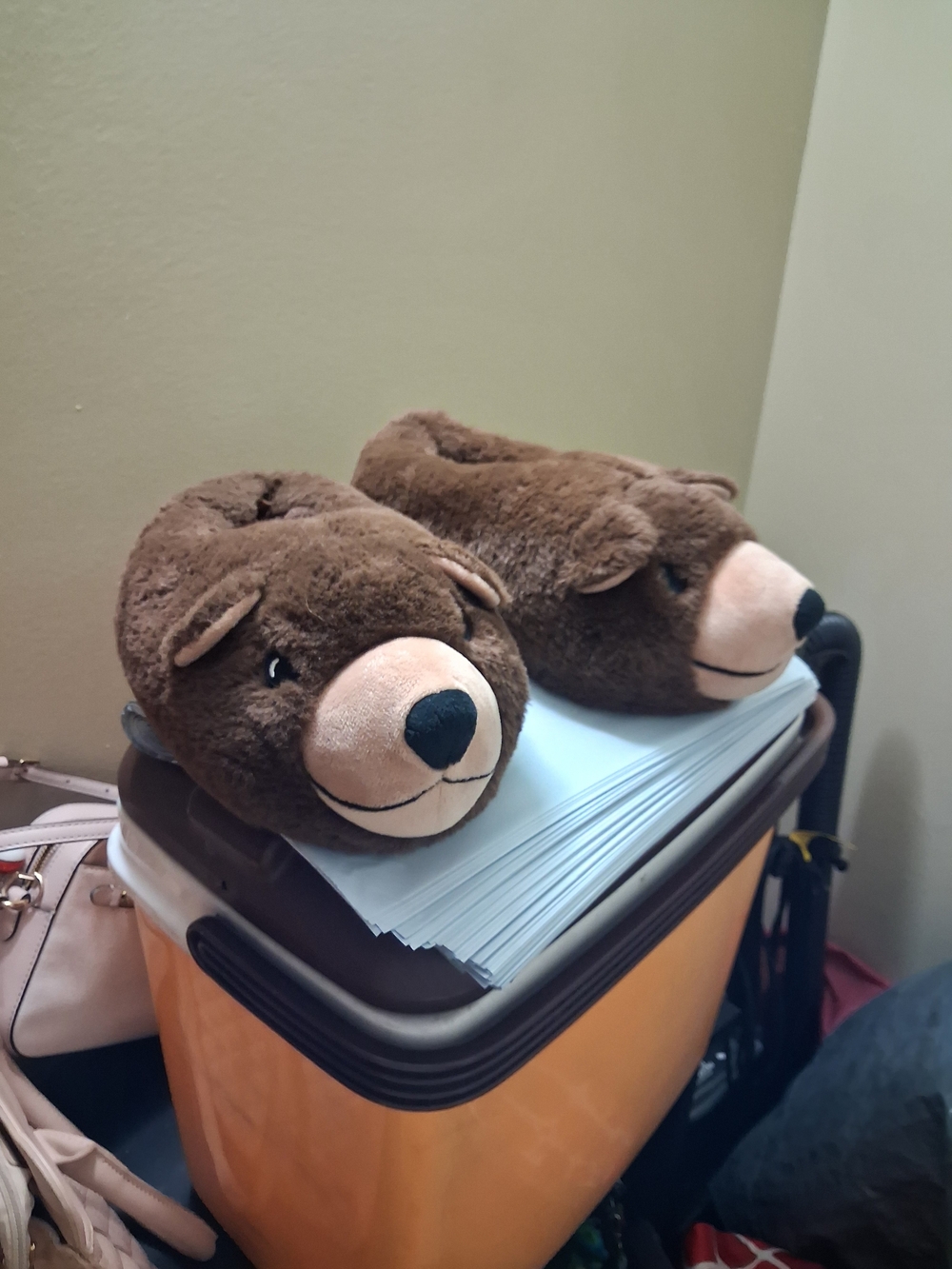 Old Navy Brown Bear Plush Kids Slippers
